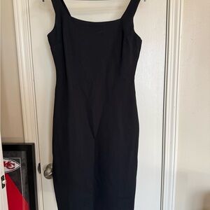DO+BE Black Sheath Midi Dress with Square Neck for Cocktail